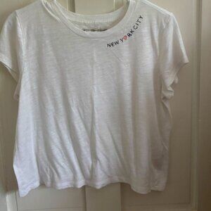 White T-Shirt slight crop top with New York City writing